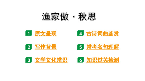 2024河南中考语文二轮课标文言篇逐篇梳理 第1首 渔家傲 秋思(课件)