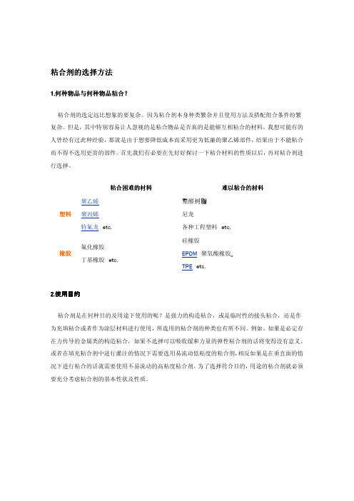 粘合剂的选择方法