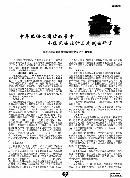 中年级语文阅读教学中小练笔的设计与实践的研究