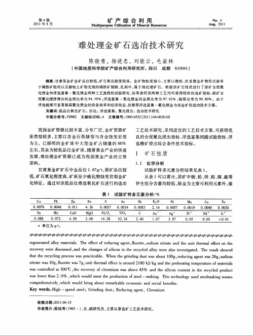 难处理金矿石选冶技术研究