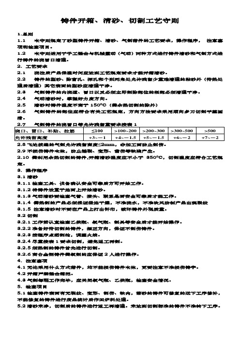 铸件开箱、清砂、切割操作规程