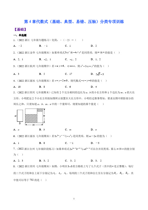 代数式(基础、典型、易错、压轴)分类专项训练(原卷版)