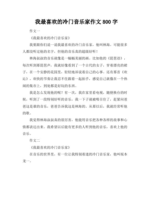 我最喜欢的冷门音乐家作文800字