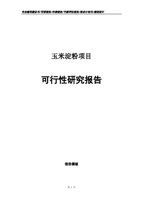 玉米淀粉项目可行性研究报告申请报告