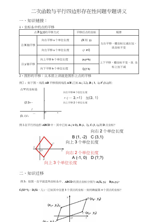 二次函数与平行四边形存在性问题专题讲义(对点法——一招制胜)