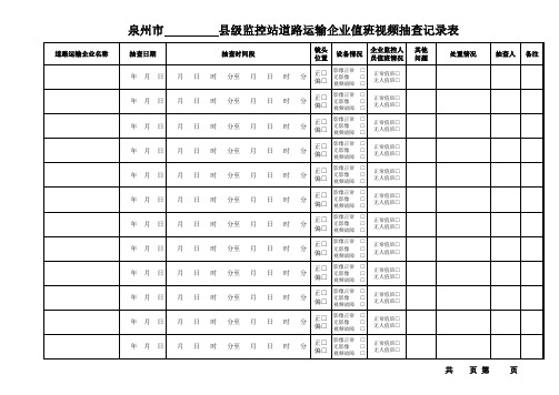 县级监控站视频监控抽查记录表