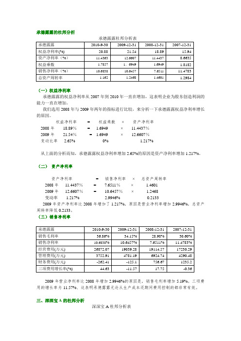 承德露露的杜邦分析