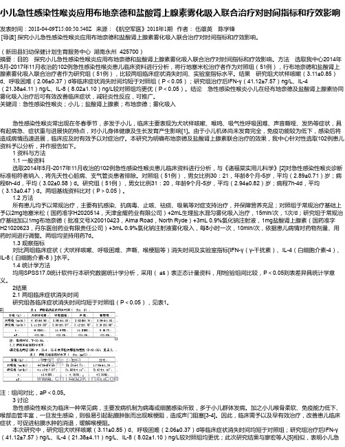 小儿急性感染性喉炎应用布地奈德和盐酸肾上腺素雾化吸入联合治疗