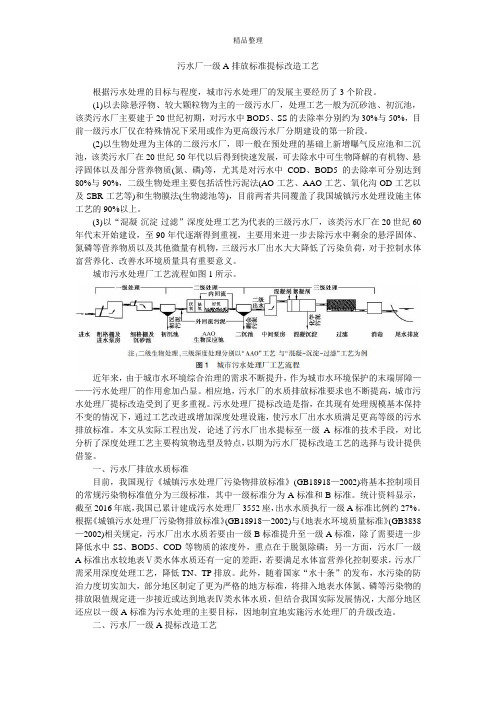 污水厂一级A排放标准提标改造工艺