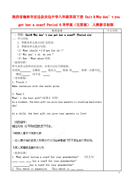 陕西省榆林市定边县安边中学八年级英语下册 Unit 8 Wh