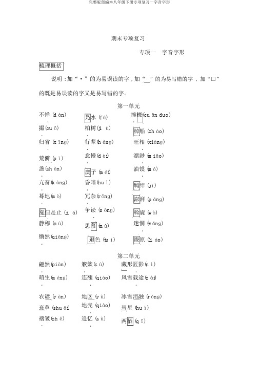 完整版部编本八年级下册专项复习一字音字形