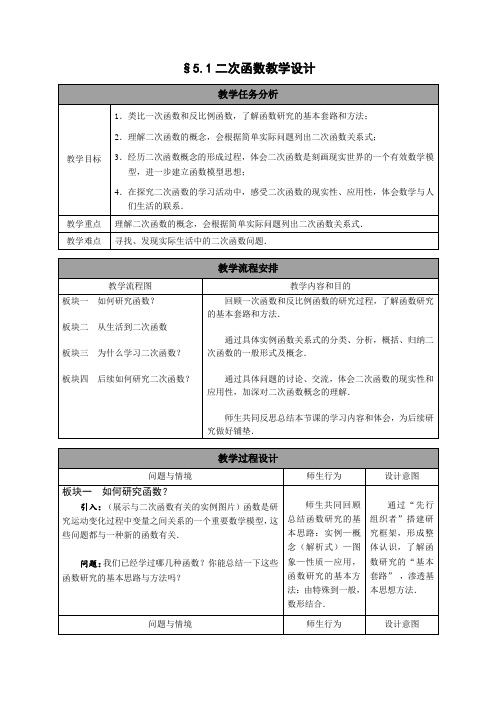 数学九年级下册教案-5.1 二次函数3-苏科版