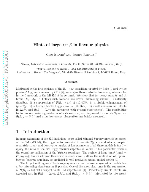 Hints of large tan(beta) in flavour physics