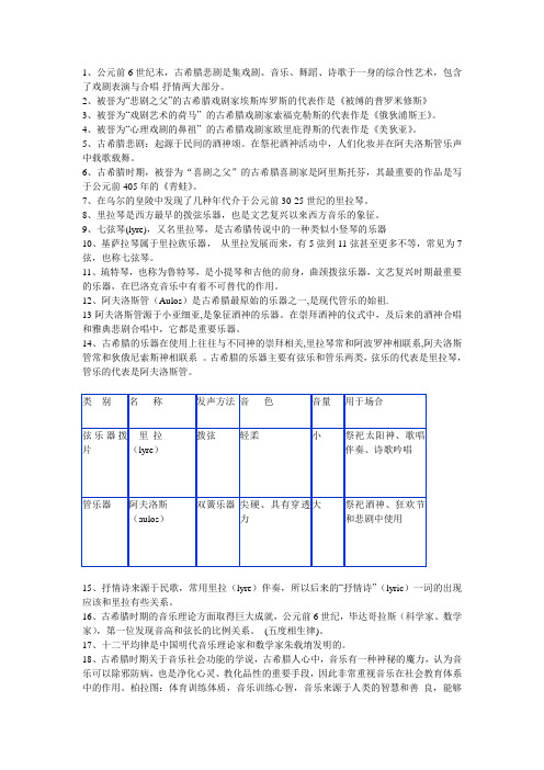 河南理工大学 音乐鉴赏课复习资料