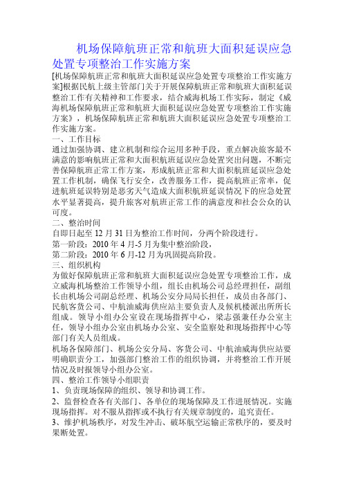 机场保障航班正常和航班大面积延误应急处置专项整治工作实施方案.doc