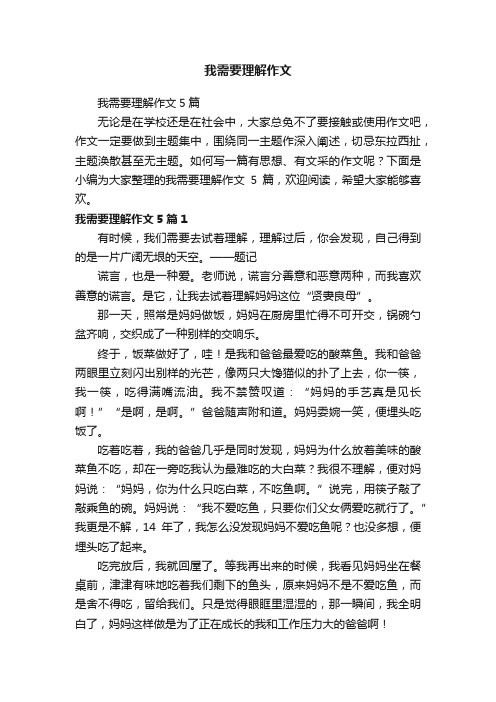 我需要理解作文5篇