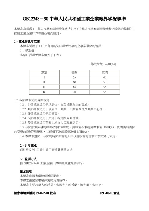 工业企业厂界噪声标准