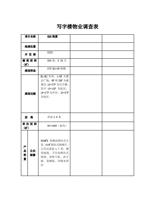 写字楼物业调查表