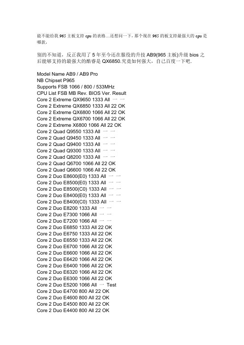 能不能给我965主板支持cpu的表格