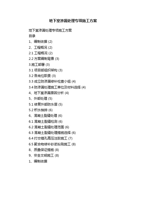 地下室渗漏处理专项施工方案