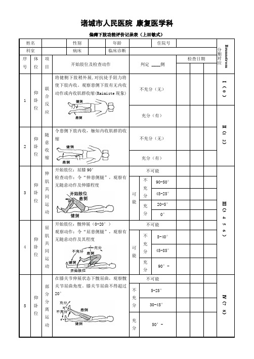 (完整版)2-上田敏-下肢功能评定表