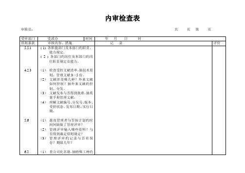 内审检查表-1