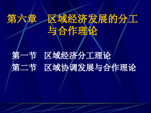 第6章 区域经济发展的分工与合作理论