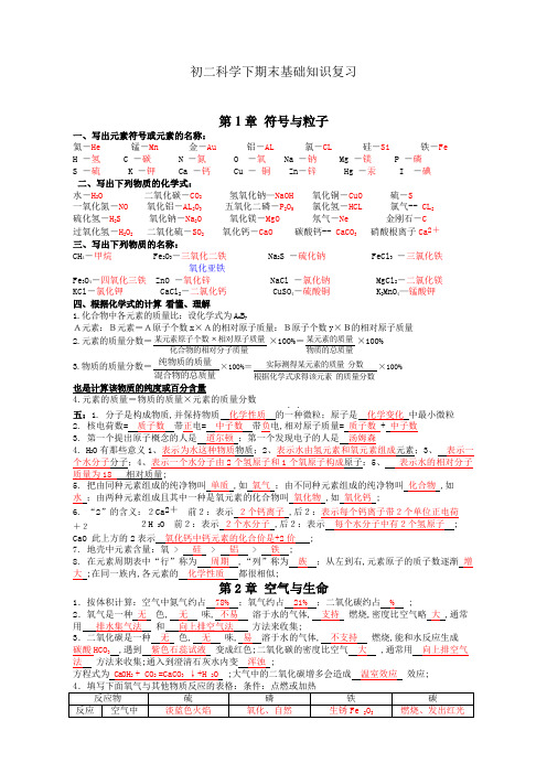 科学八下知识点总结