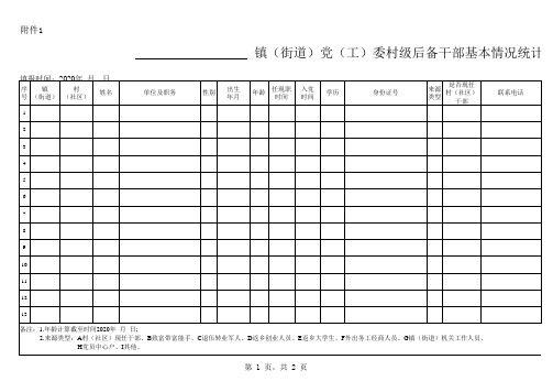 村级后备干部基本情况统计表(2)