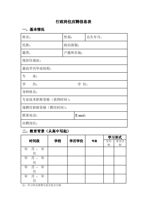 医院行政岗位应聘简历模板