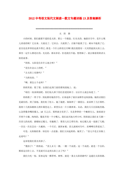 中考语文现代文阅读 散文专题训练13