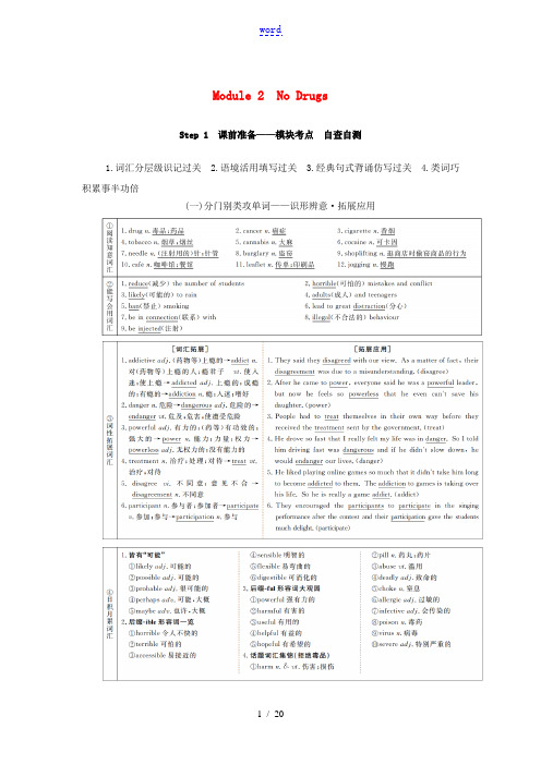 高考英语总复习 Module 2 No Drugs教学案 外研版必修2-外研版高三必修2英语教学案