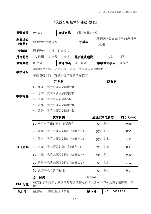 仪器分析技术W4303-1-微设计