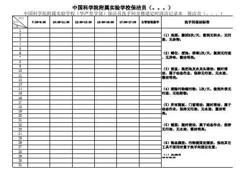 中国科学院附属实验学校保洁员巡查签到表