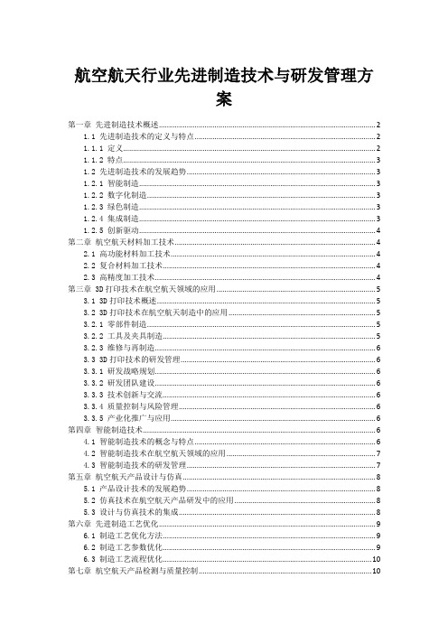 航空航天行业先进制造技术与研发管理方案