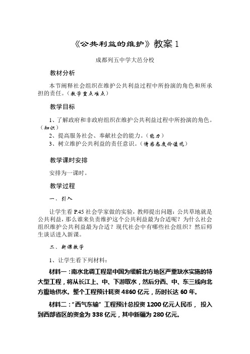 《公共利益的维护》教案1