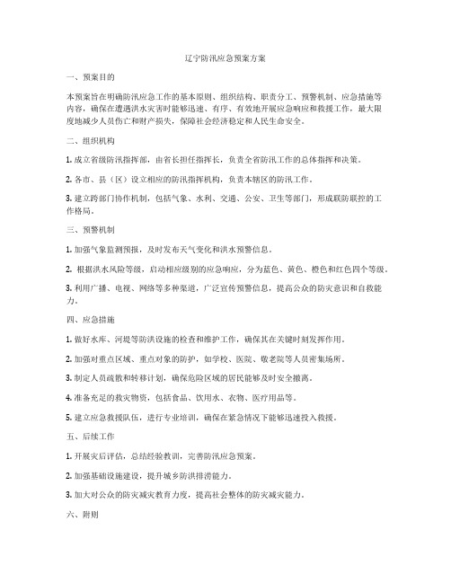 辽宁防汛应急预案方案