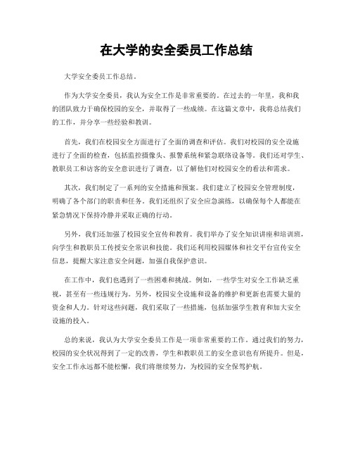 在大学的安全委员工作总结