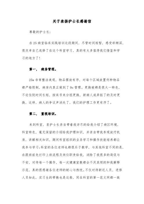 关于表扬护士长感谢信(六篇)