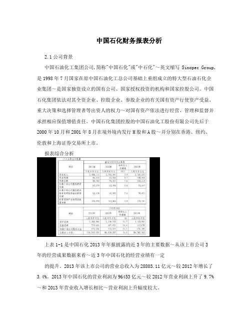 中国石化财务报表分析