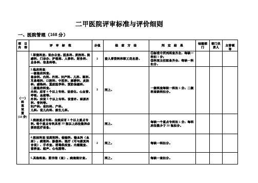 二甲医院评审标准与评价细则