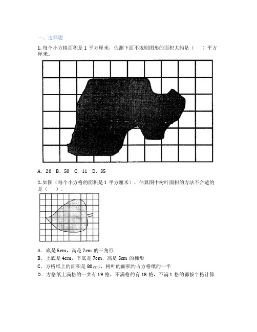 不规则图形的面积 小学数学 测试卷