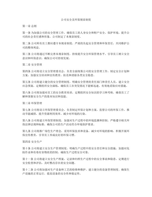 公司安全及环保规章制度