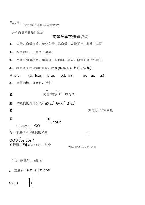 高数下册知识点
