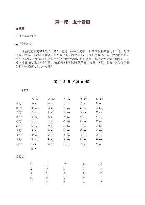 第一课五十音图