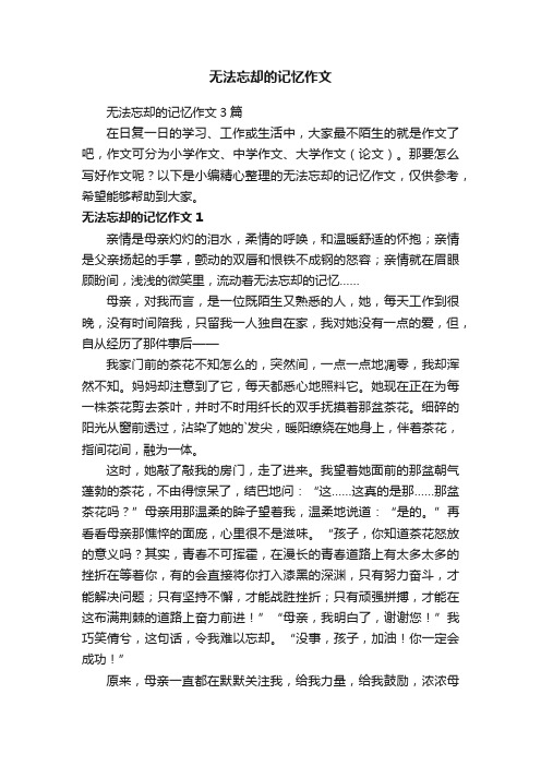 无法忘却的记忆作文