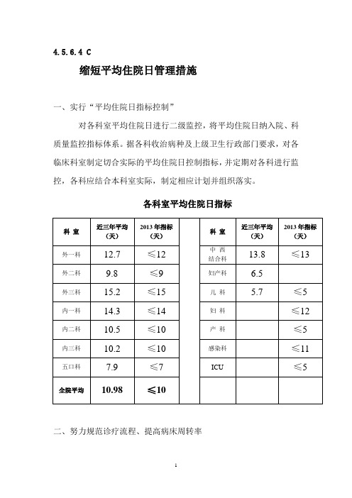 缩短平均住院日管理措施