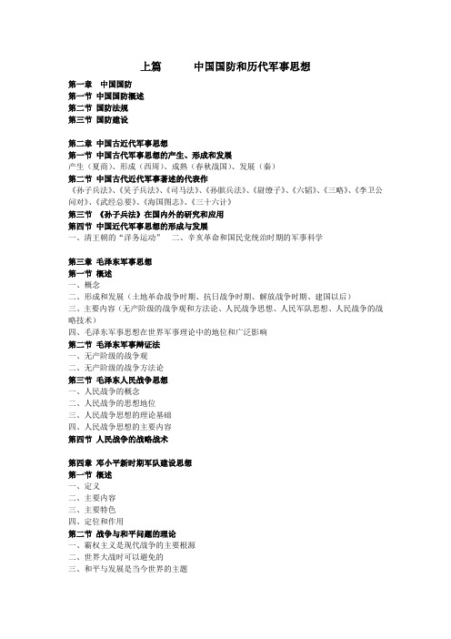 军事理论(褚良才版)目录知识要点