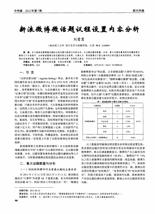 新浪微博微话题议程设置内容分析