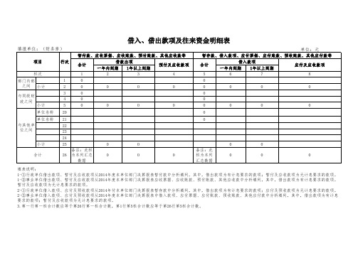 借入、借出款项及往来资金明细表